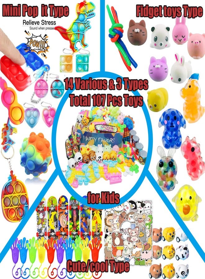 Leeche Premium Pop Party Favors Toys for kids,107PCS Prize Box Toys for All Ages kids,Birthday Party, School Classroom Rewards, Carnival Prizes, Pinata Fillers, Treasure Chest, Goody Bag Fillers - Image 2
